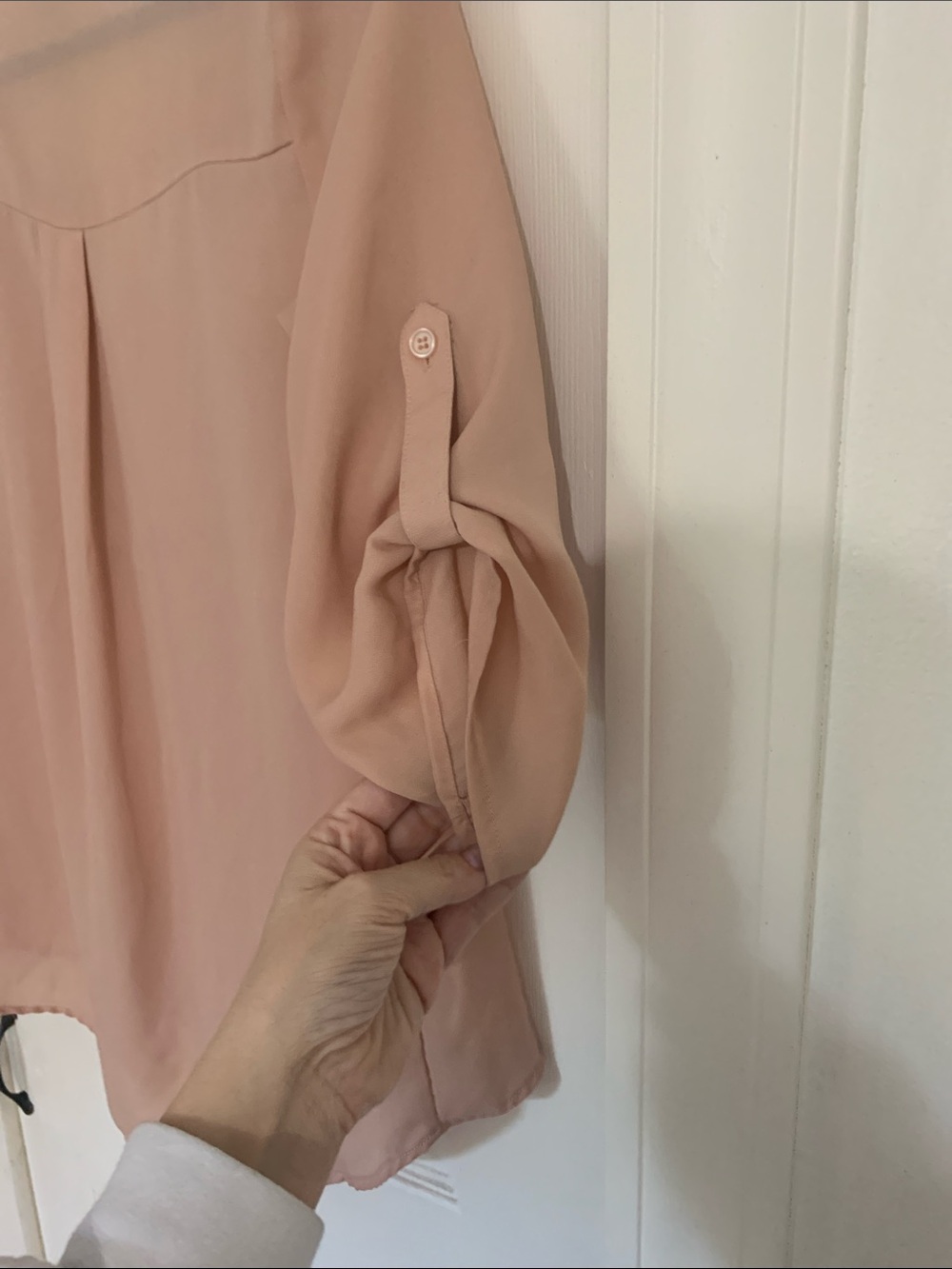 Charlotte Russe Blush Stud-Trim V-Neck Blouse - Picture 7 of 8